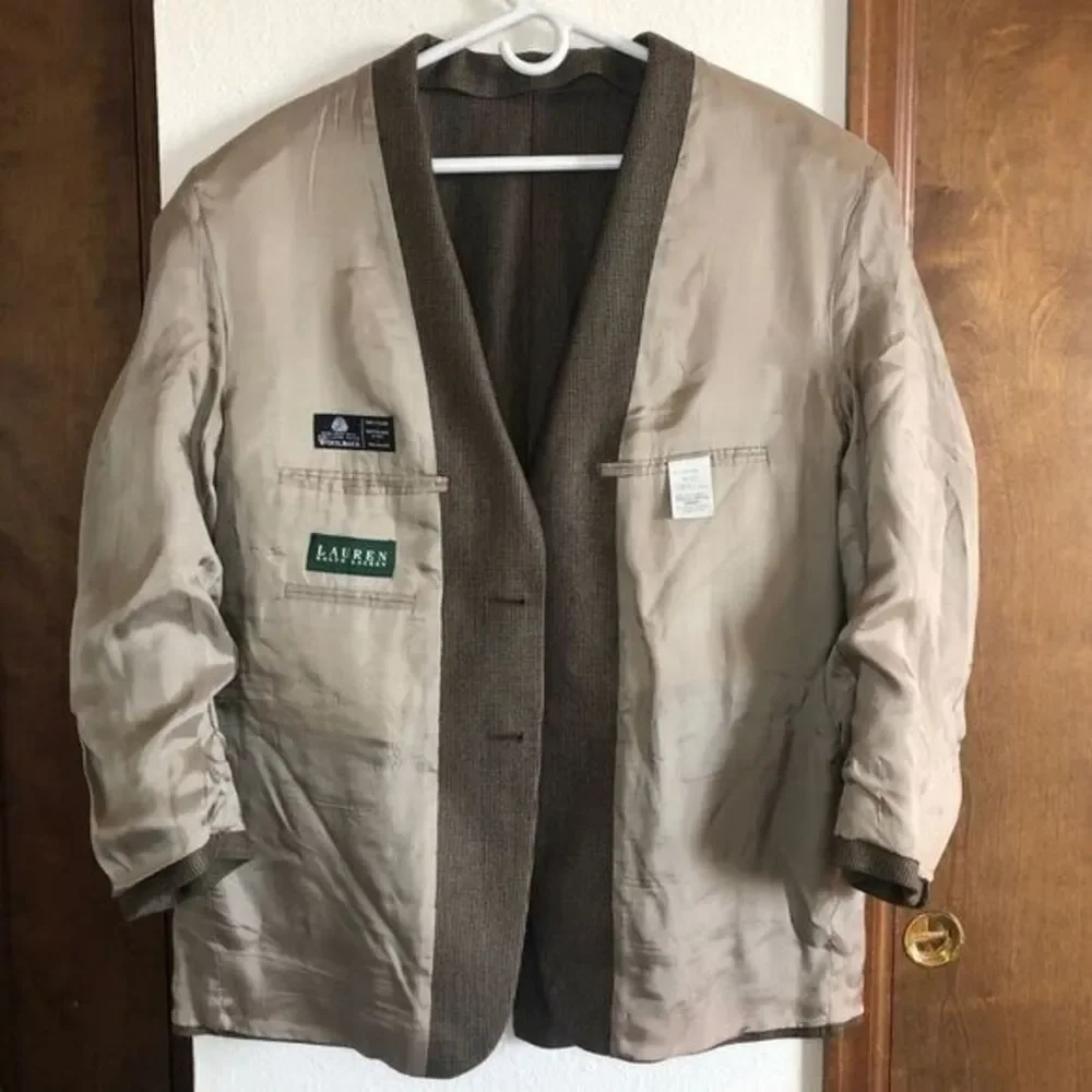 Lauren Ralph Lauren 44R Brown 100%‎ Lambs Wool Fully Lined 2 Button Sport Coat